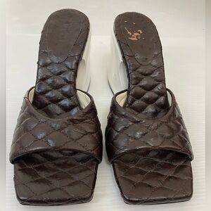 Tibi Kenji Quilt Ostrich Sandals Size EU 37 US 6.5 or 7